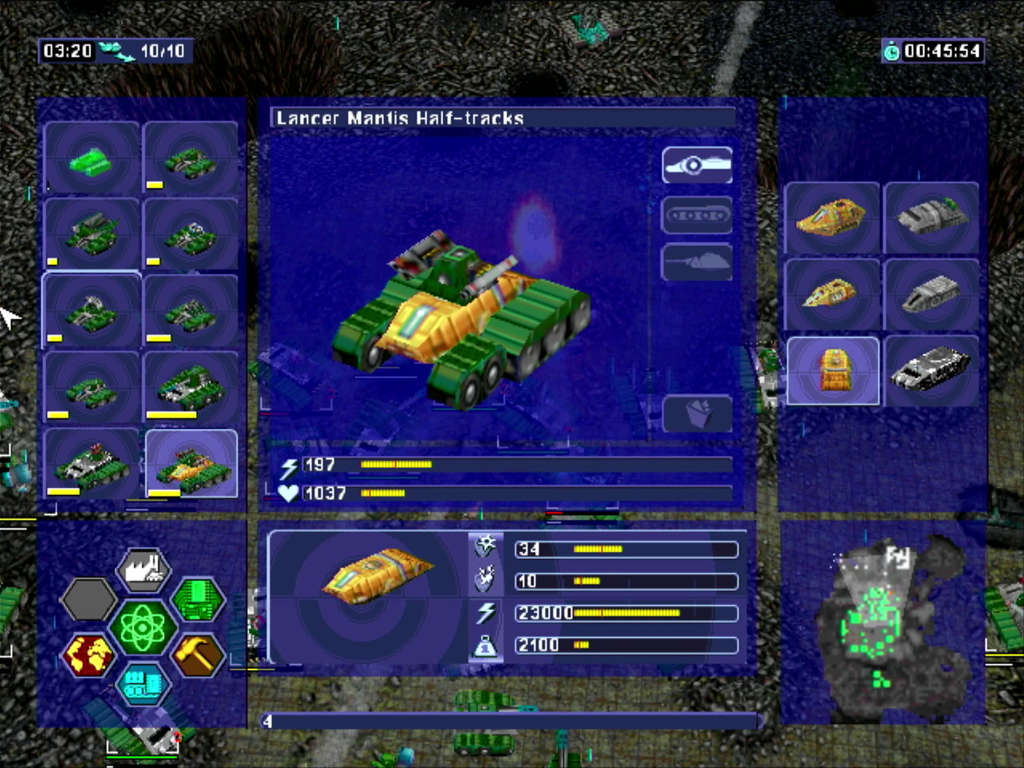 Tank design screen in the original version of Warzone 2100 running on Windows XP