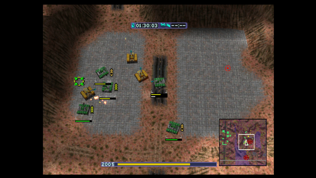 Warzone 2100 PSX - players' units on the plateau of mission 6
