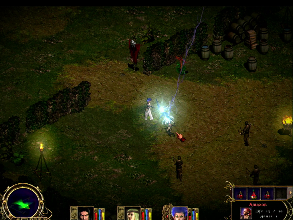 Nightstone: Mage casts a thunder into an amazon