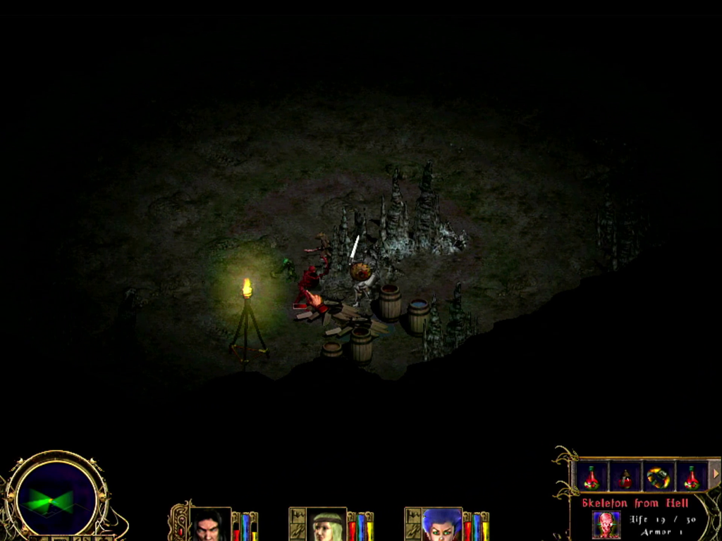 Nightstone: Skeletons and barrels are a classic view in local caves