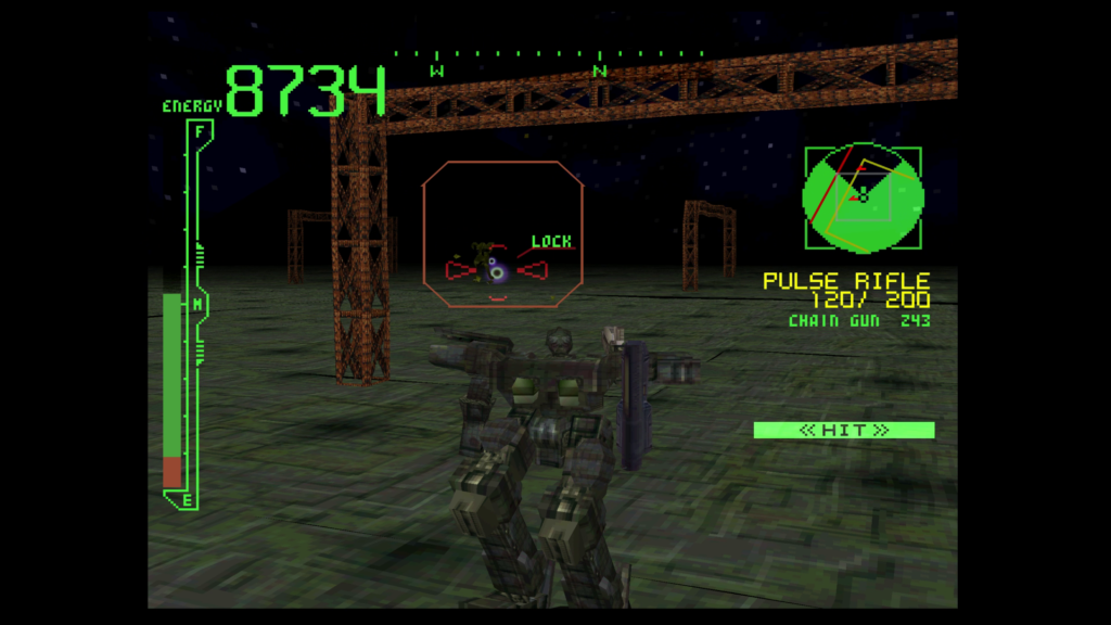 AC battle in the dark of the night. Screenshot from Armored Core.