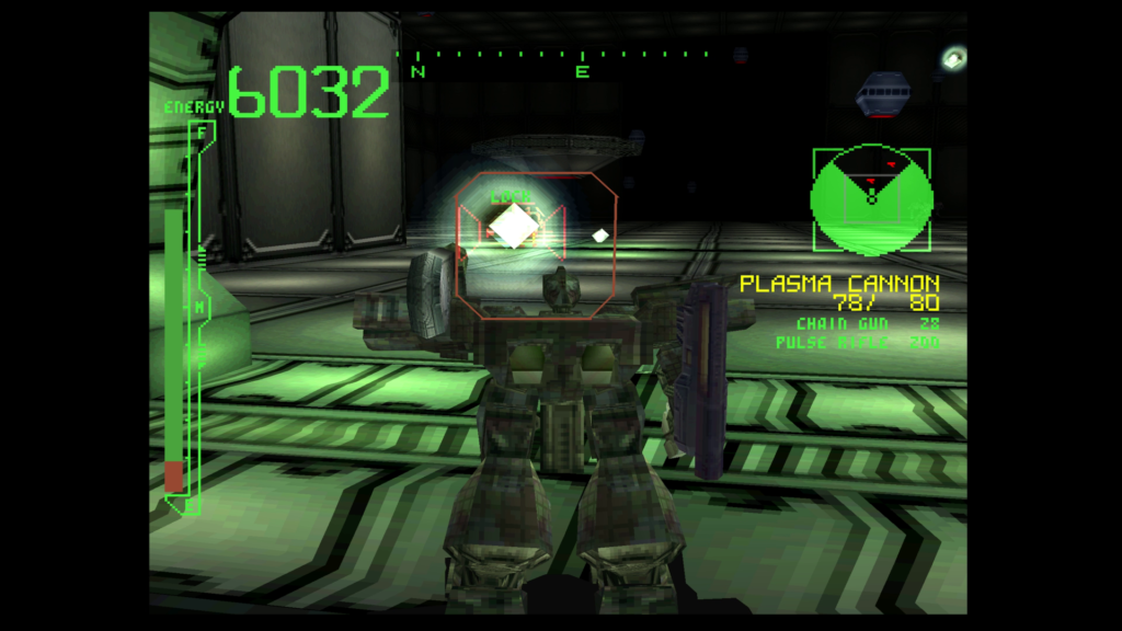 AC shoots into enemy using shoulder weapon. Screenshot from Armored Core.
