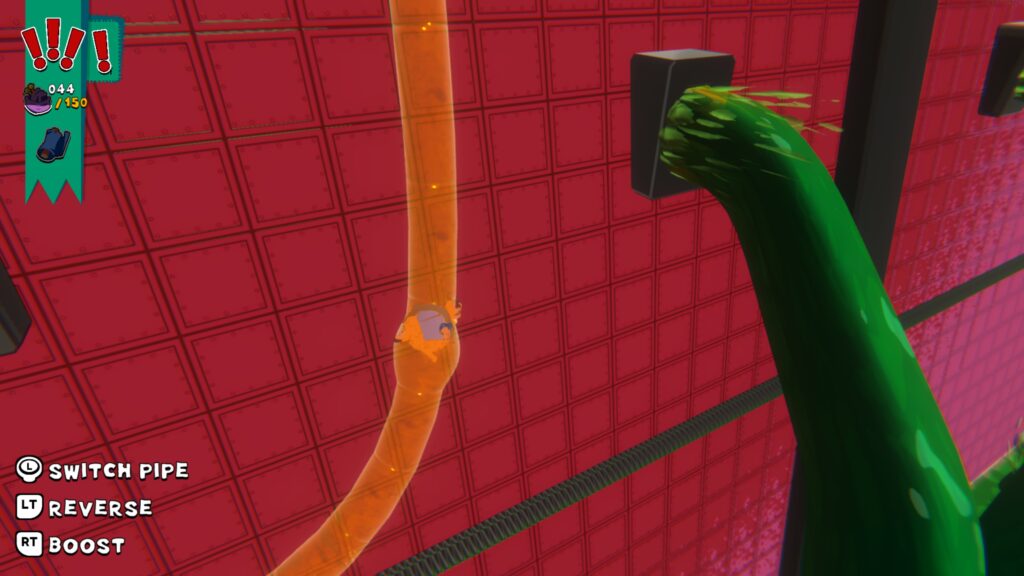 Screenshot from Bubsy 4D. Bubsy moving in a pipe like Sonic.