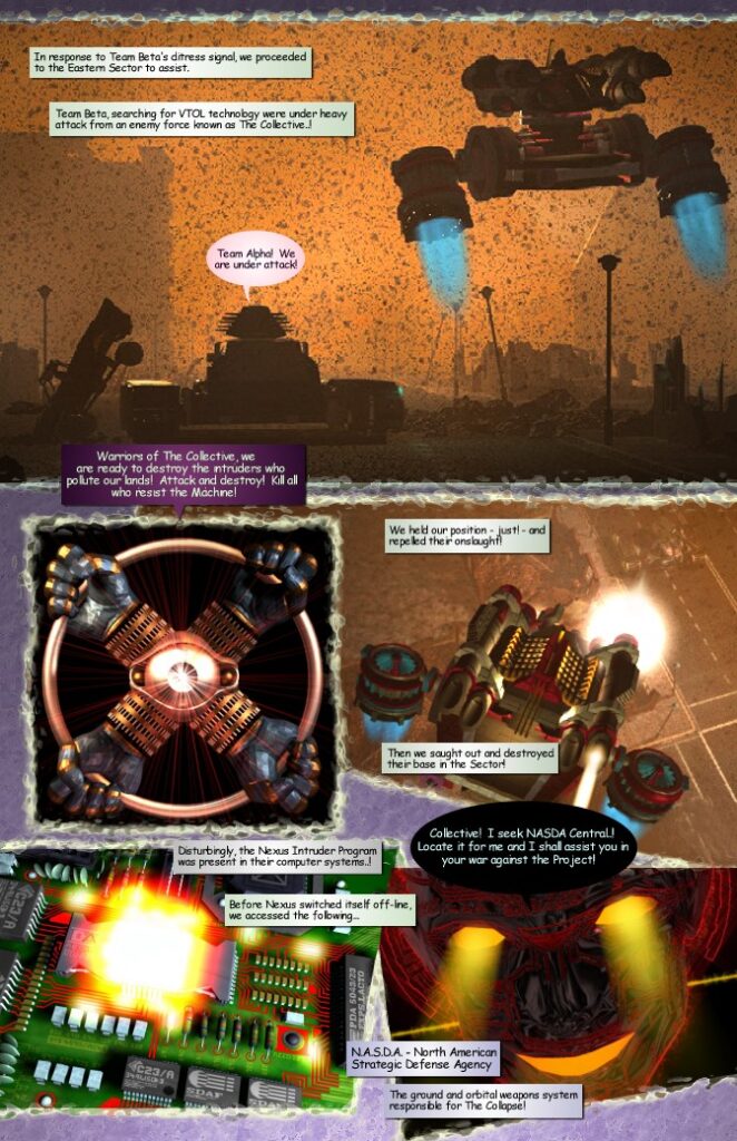 Warzone 2100 comix page 5. Team Beta fights The Collective