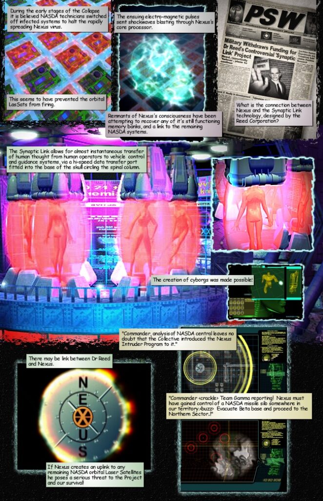Warzone 2100 comix page 6. Description of Synaptic Link technology.