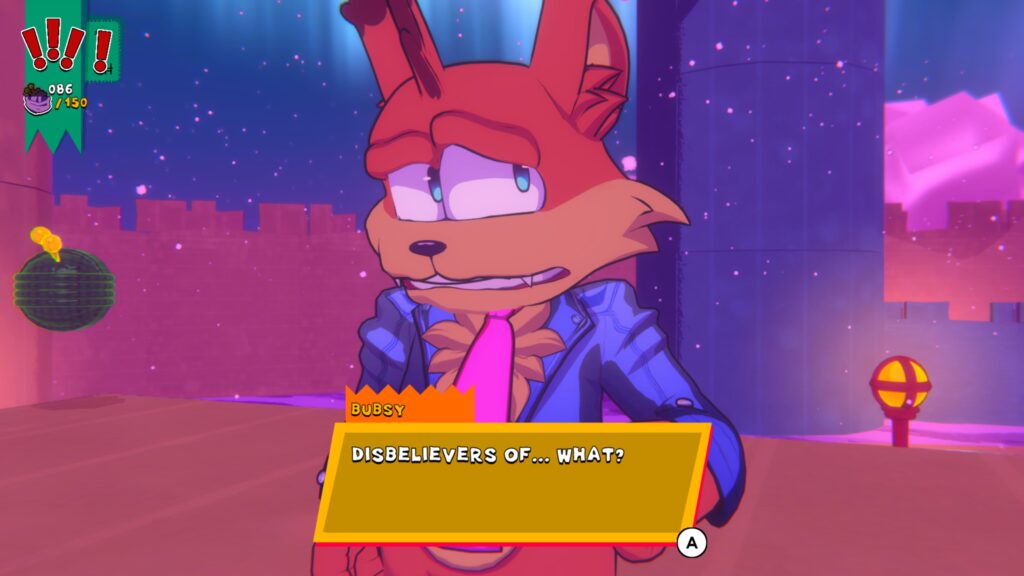 Bubsy in confused in Bubsy 4D