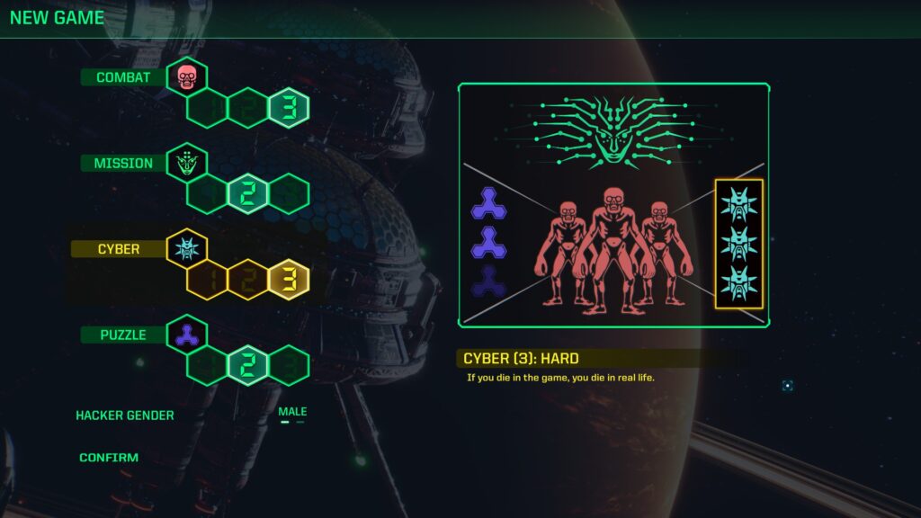 Flexible difficulty selection in the game System Shock
