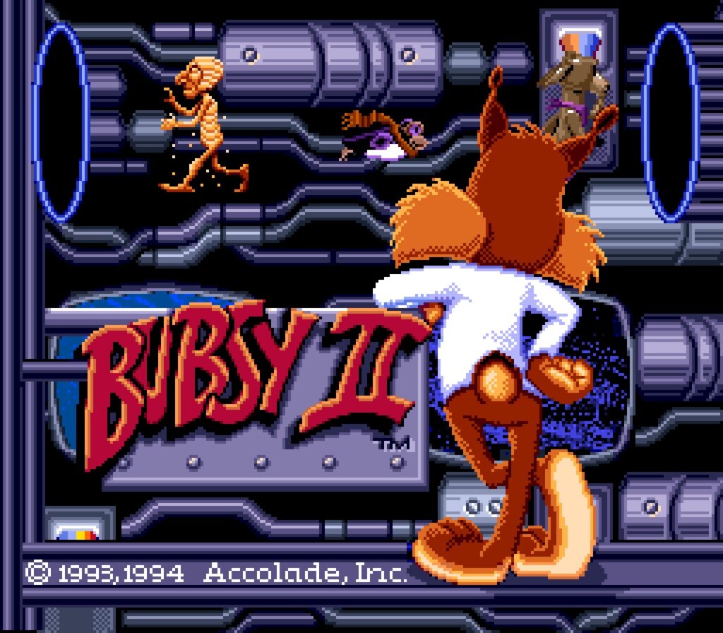 Main title screen of Bubsy 2