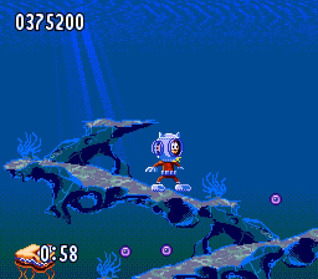 Bubsy is doing scuba diving