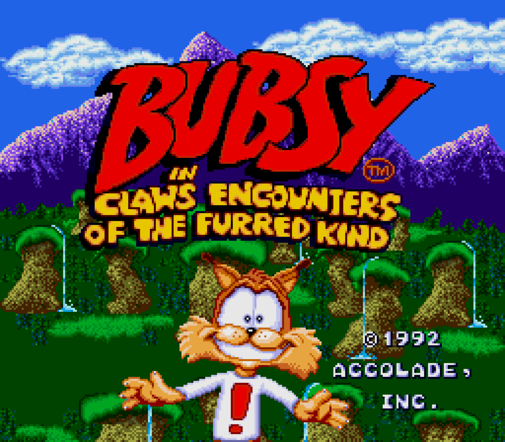 Title screen of Bubsy in Claws Encounters of the furred kind