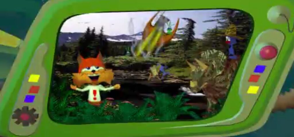 Bubsy time traveled to the era of dinosaurs and feels lose