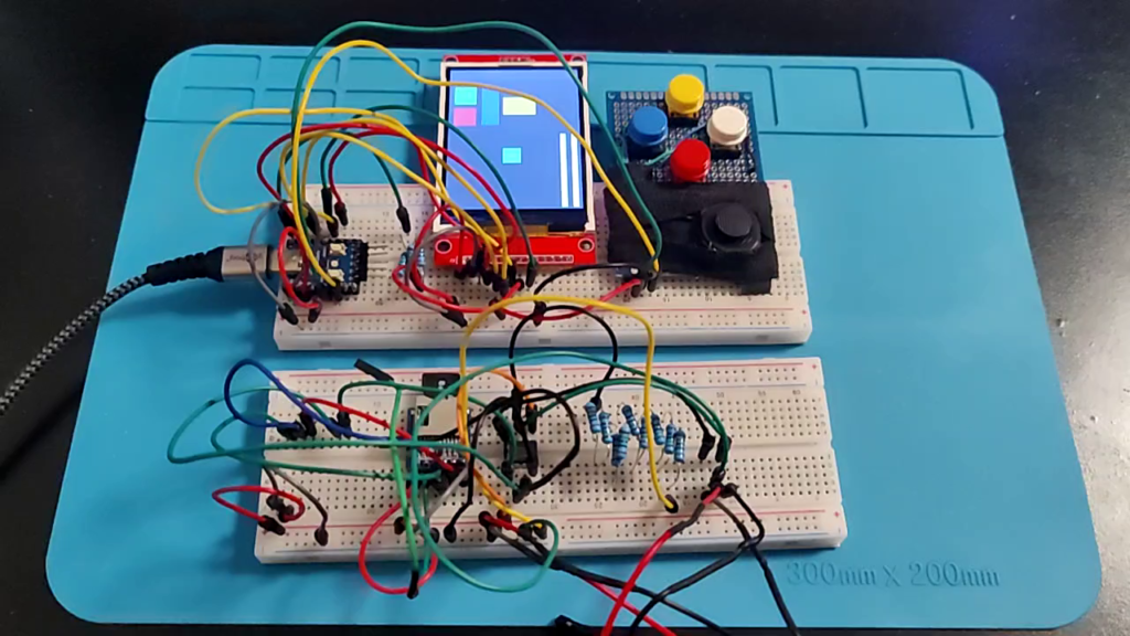 Different electronic components on solderless breadboard